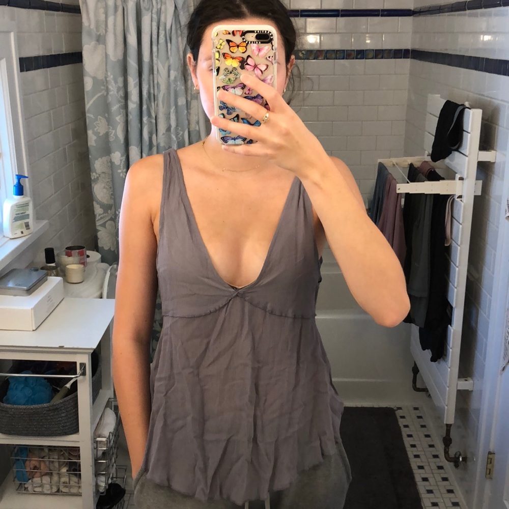 Free People sheer v neck blouse